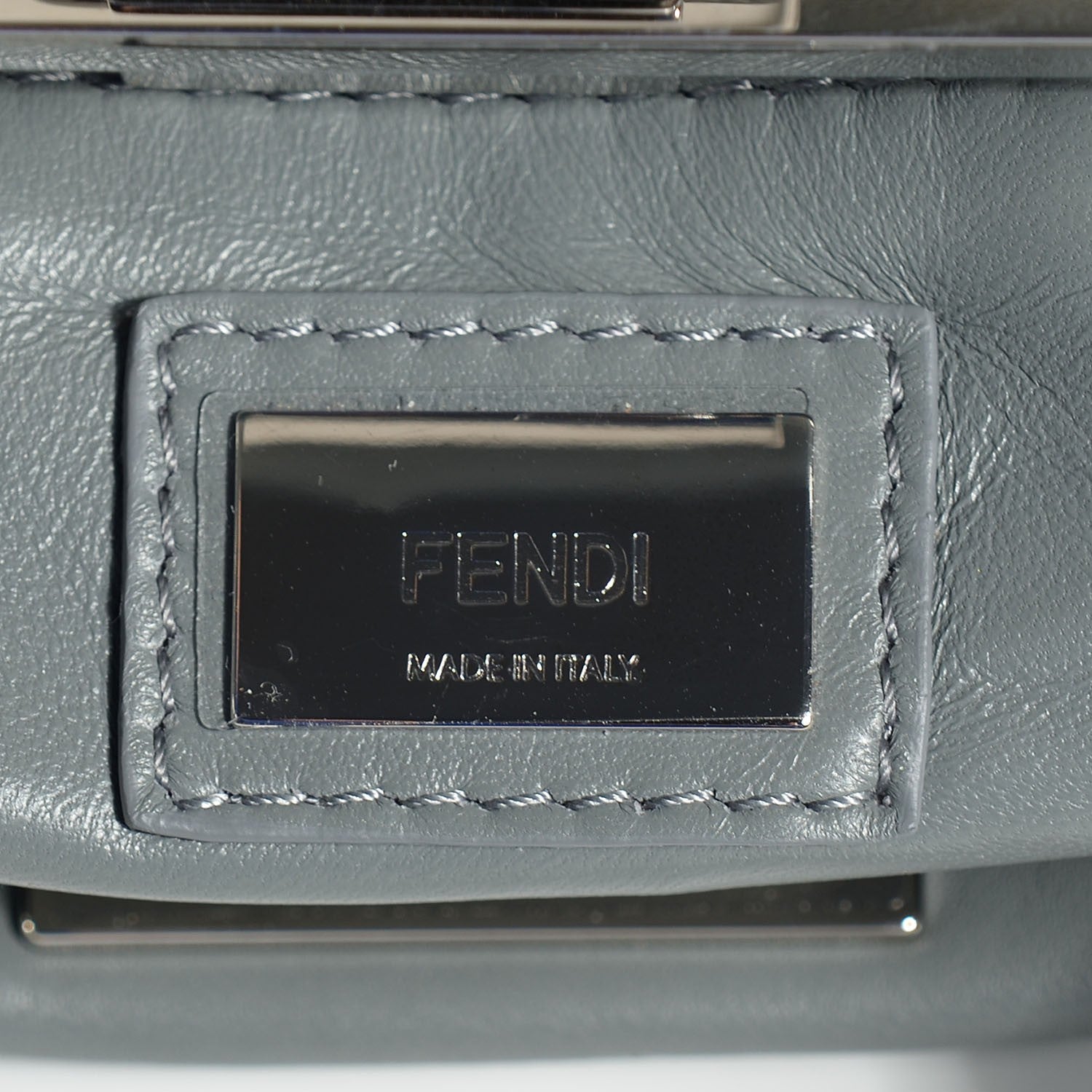 Fendi Nappa Studded Mini Peekaboo Iconic Satchel Grey 6 of 9