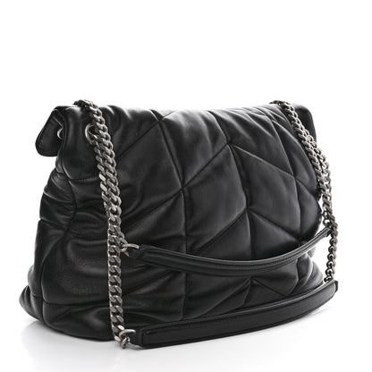 Saint Laurent Lambskin Quilted Medium Loulou Puffer Monogram Chain Satchel Black 3 of 11