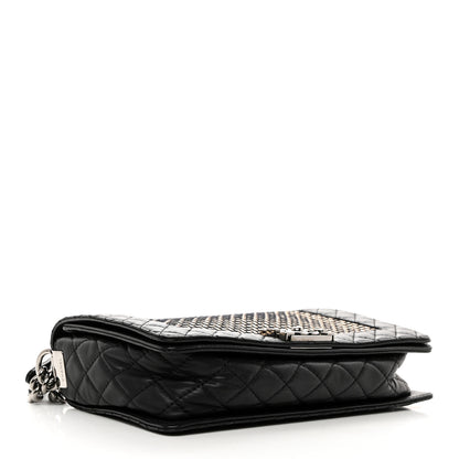 Chanel Calfskin Woven Medium Boy Reverso Flap Black 3 of 11