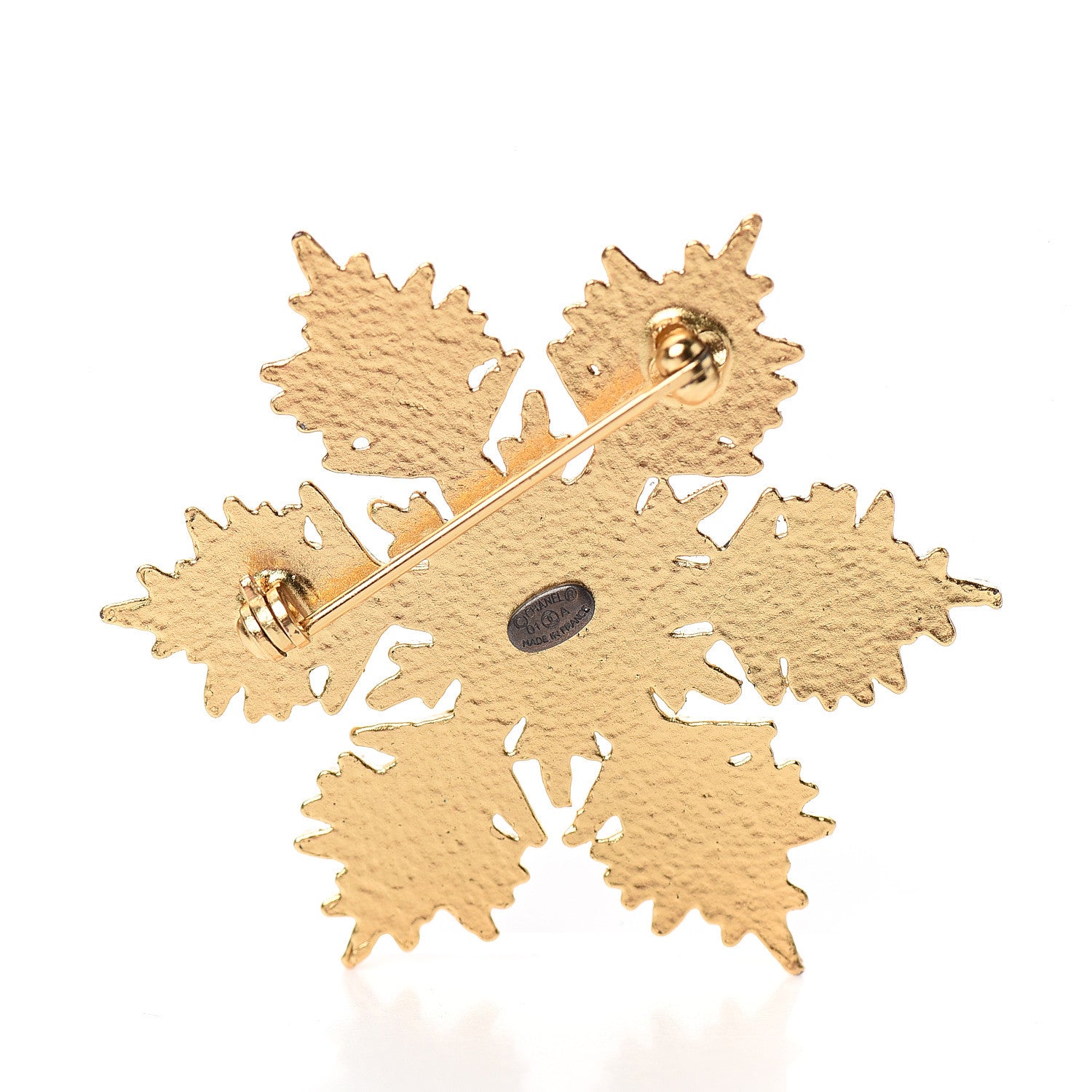 Chanel Enamel Snowflake CC Brooch White Gold 3 of 4