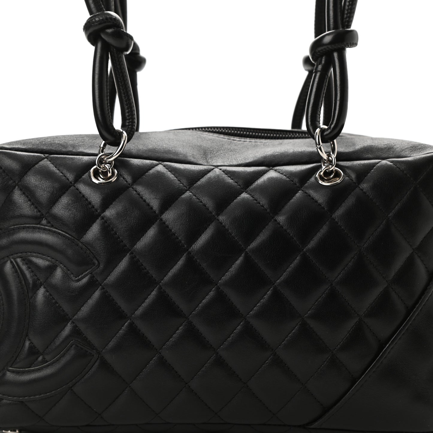 Calfskin Quilted Large Cambon Bowler Black