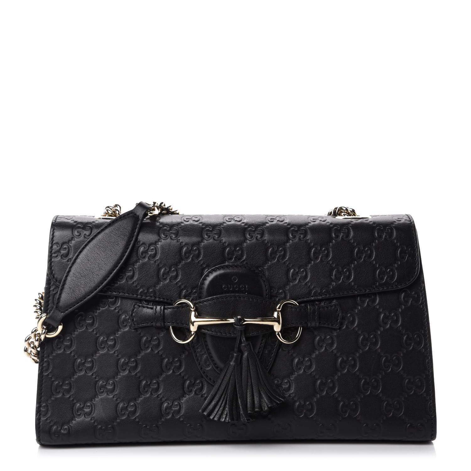 Gucci Guccissima Medium Emily Chain Shoulder Bag Black 1 of 10