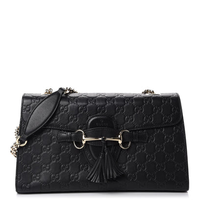 Gucci Guccissima Medium Emily Chain Shoulder Bag Black 1 of 10