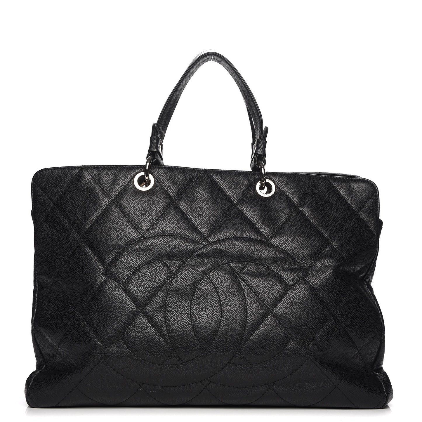Soft Caviar Quilted Large Timeless Tote Black