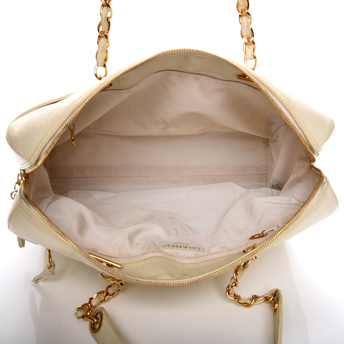 Caviar Large CC Shoulder Bag Ivory