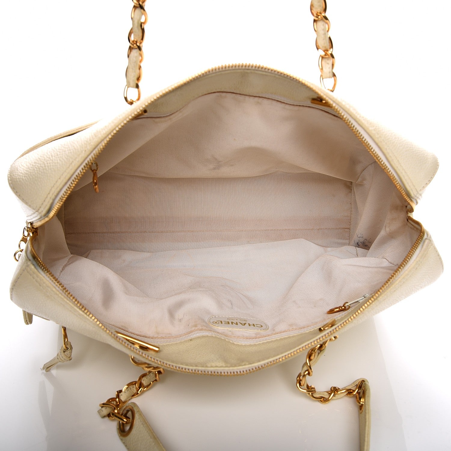 Chanel Caviar Large CC Shoulder Bag Ivory 5 of 21