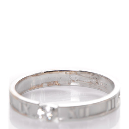 Tiffany 18K White Gold Diamond Atlas Solitaire Band Ring 60 9 5 of 5