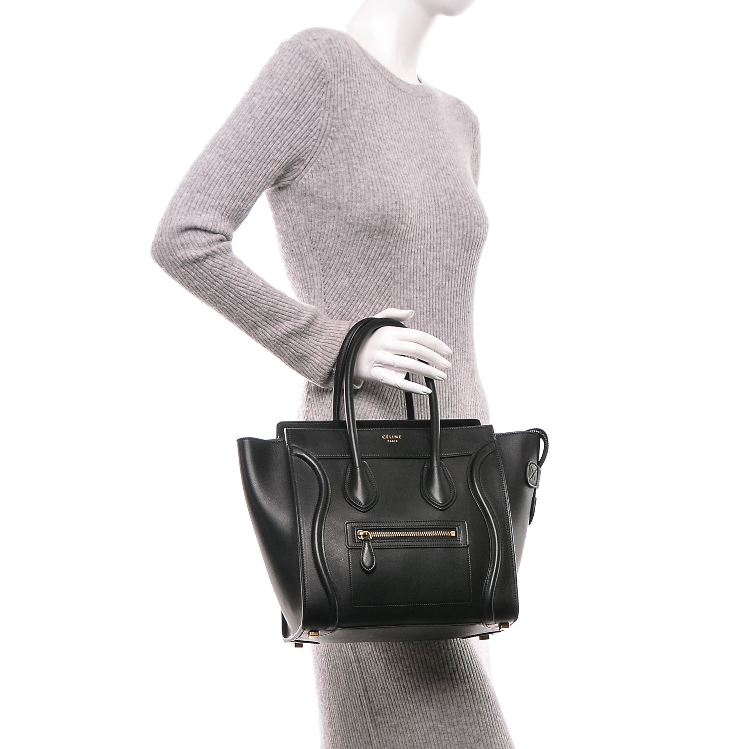 Celine Smooth Calfskin Micro Luggage Black 2 of 6