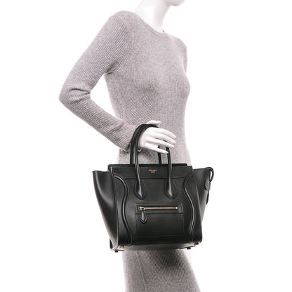 Celine Smooth Calfskin Micro Luggage Black 2 of 6