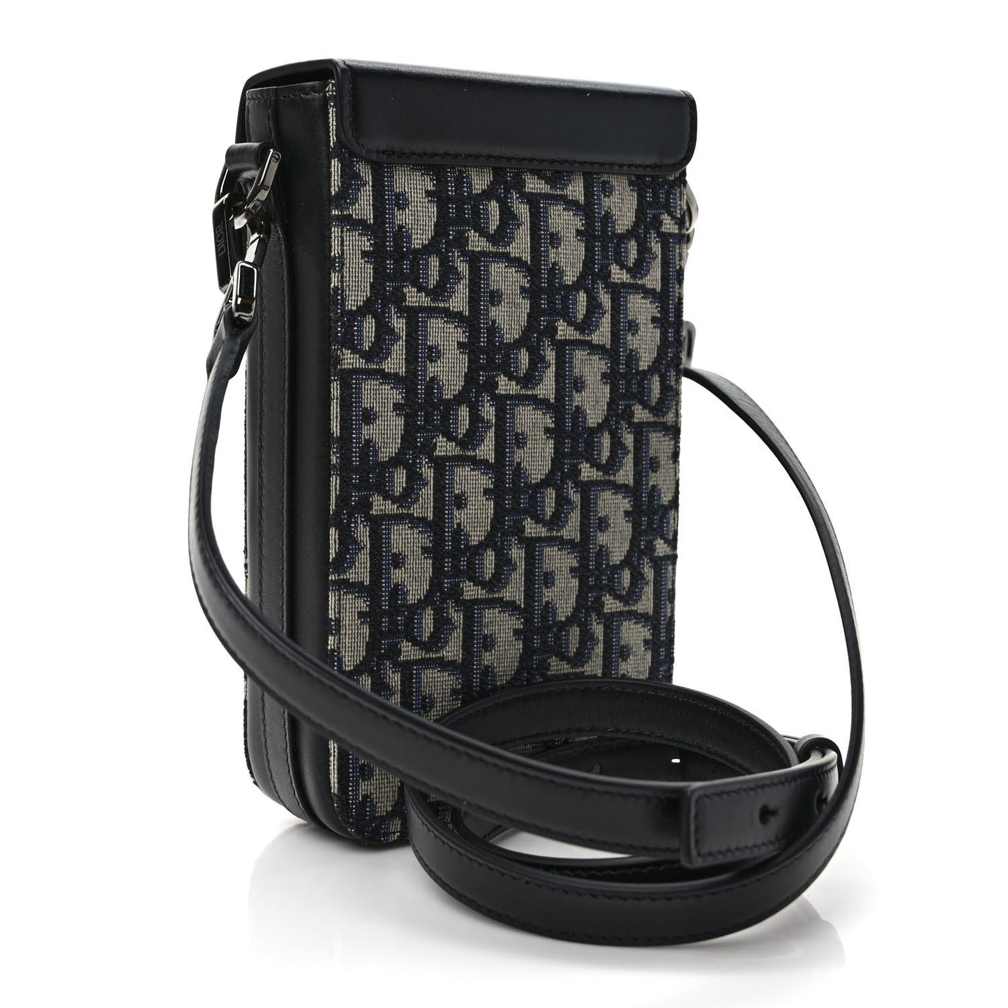 Oblique Calfskin Vertical Pouch Black