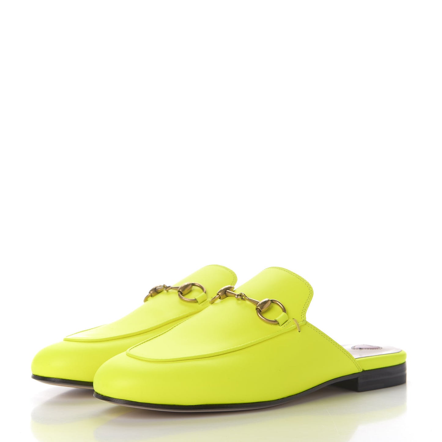 Calfskin Womens Princetown Slippers 35 Yellow Fluo