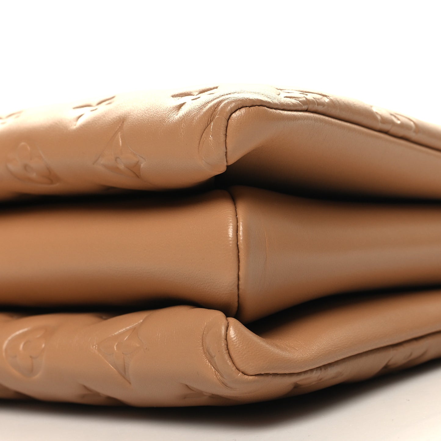 Lambskin Embossed Monogram Coussin PM Camel