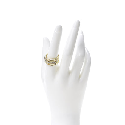 David Yurman 18K Yellow White Gold Diamond 11mm Wide Crossover Ring 58 8.25 2 of 4