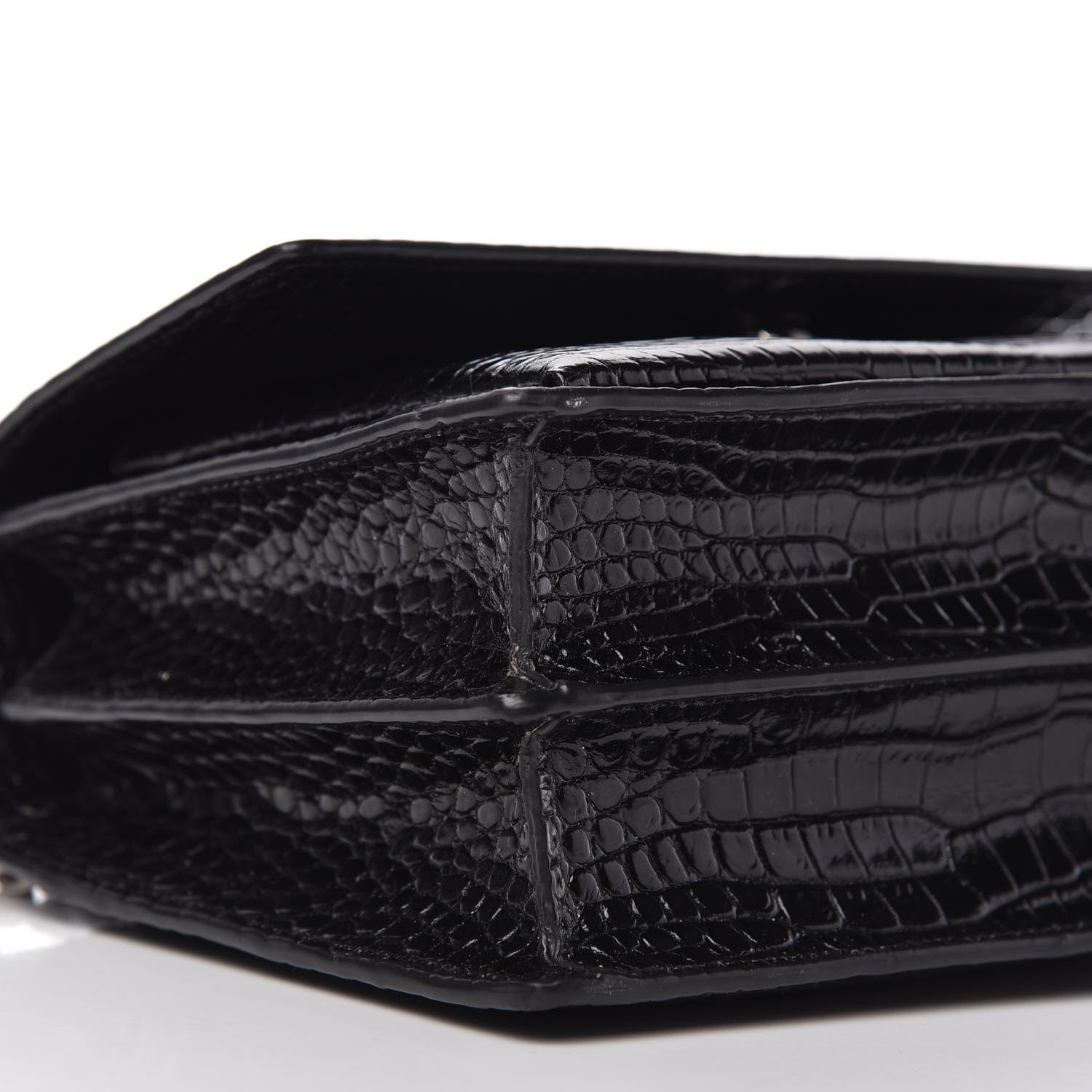 Saint Laurent Calfskin Crocodile Embossed Medium Monogram Sunset Black 6 of 10