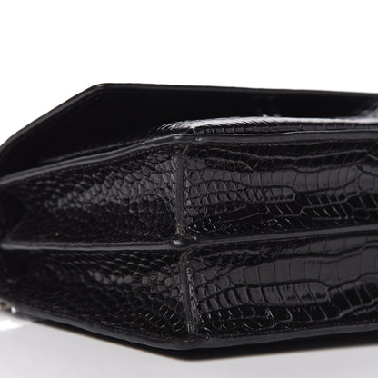 Saint Laurent Calfskin Crocodile Embossed Medium Monogram Sunset Black 6 of 10