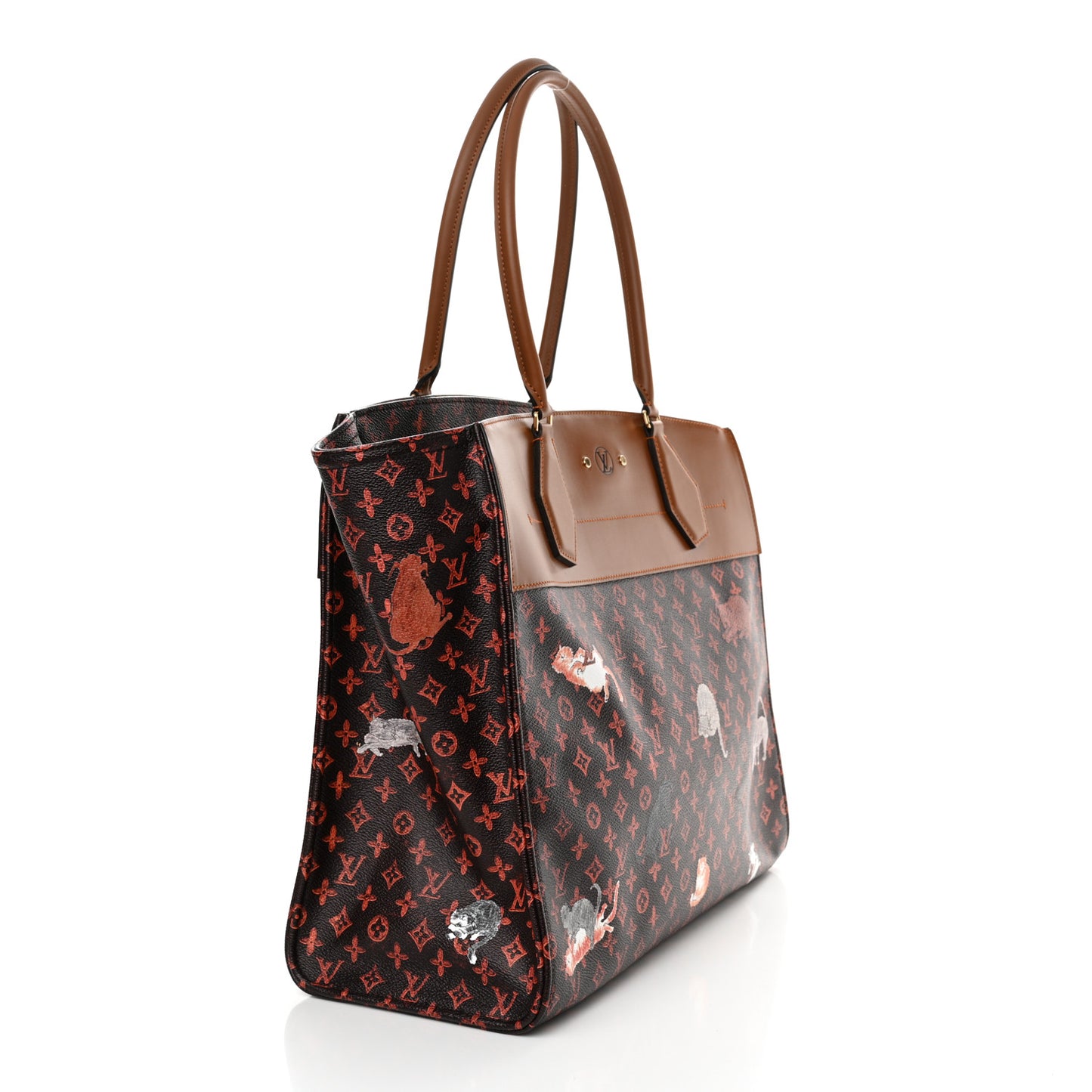 Calfskin Catogram City Steamer Cabas XXL Orange Marron