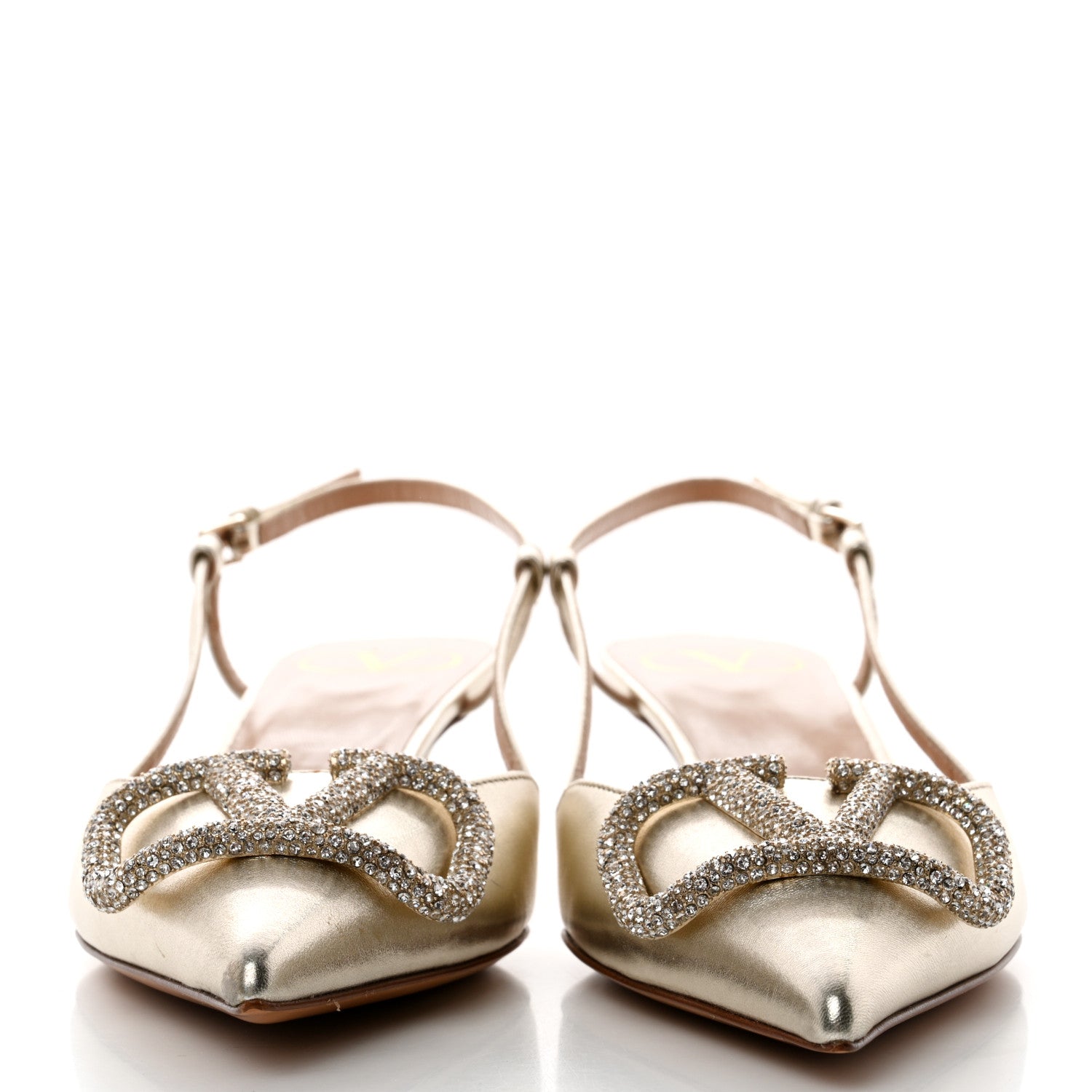 Valentino Garavani Metallic Nappa Crystal Vlogo Glow Slingback 50mm Pumps 36 Platino 2 of 10