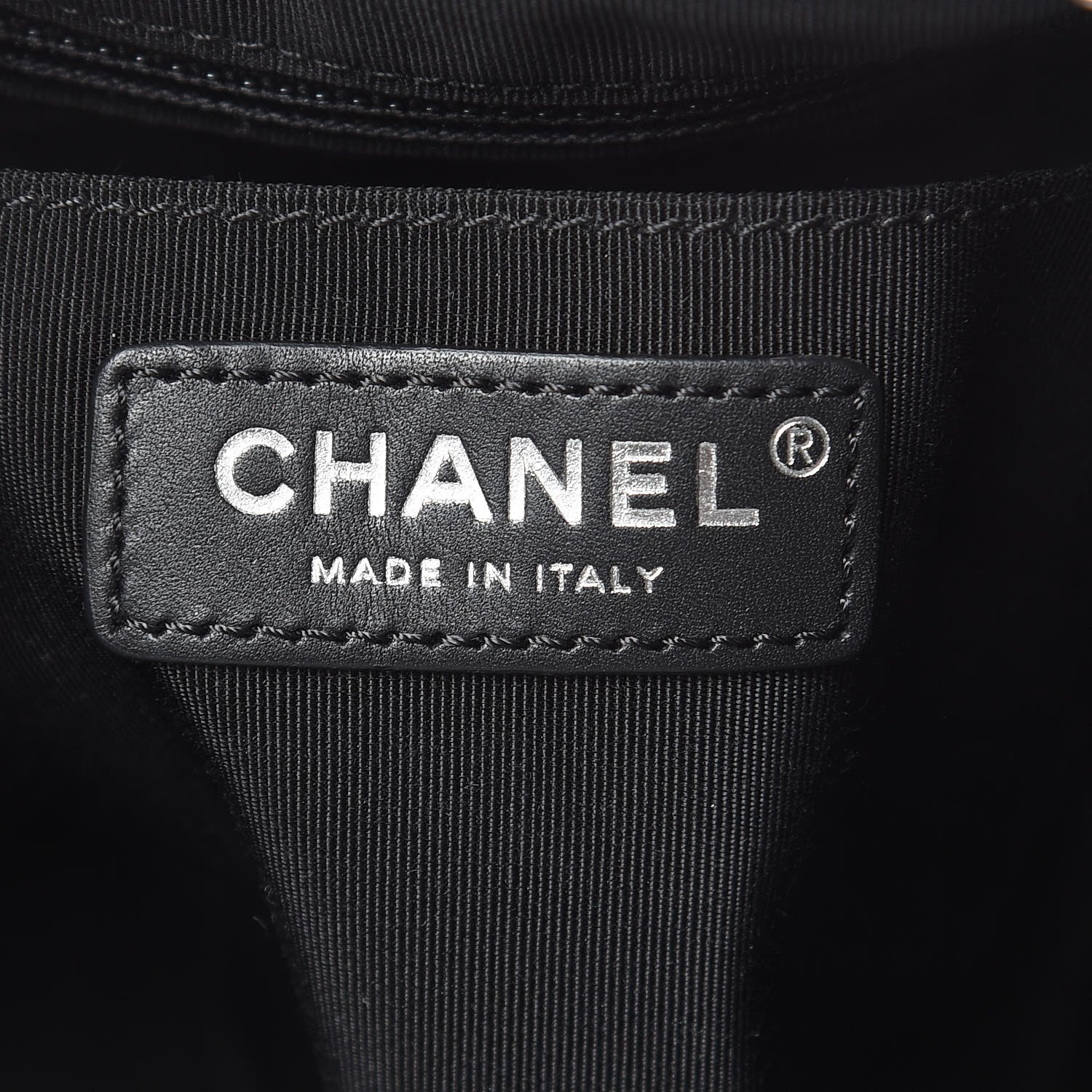 Chanel Caviar Flat Quilted CC Chain Bucket Drawstring Bag Black 6 of 10