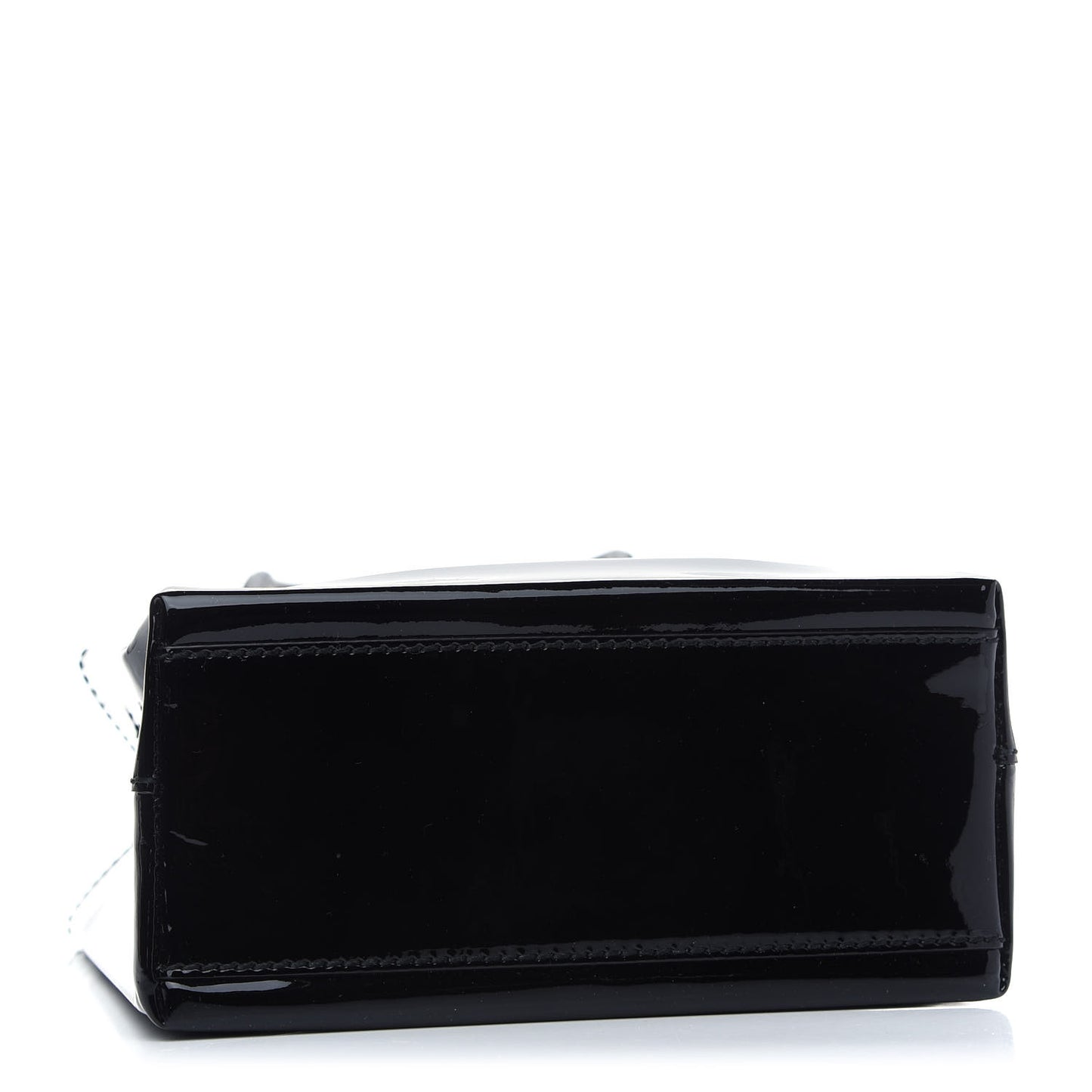 Patent Calfskin Logo Shopping Tote XXS Black