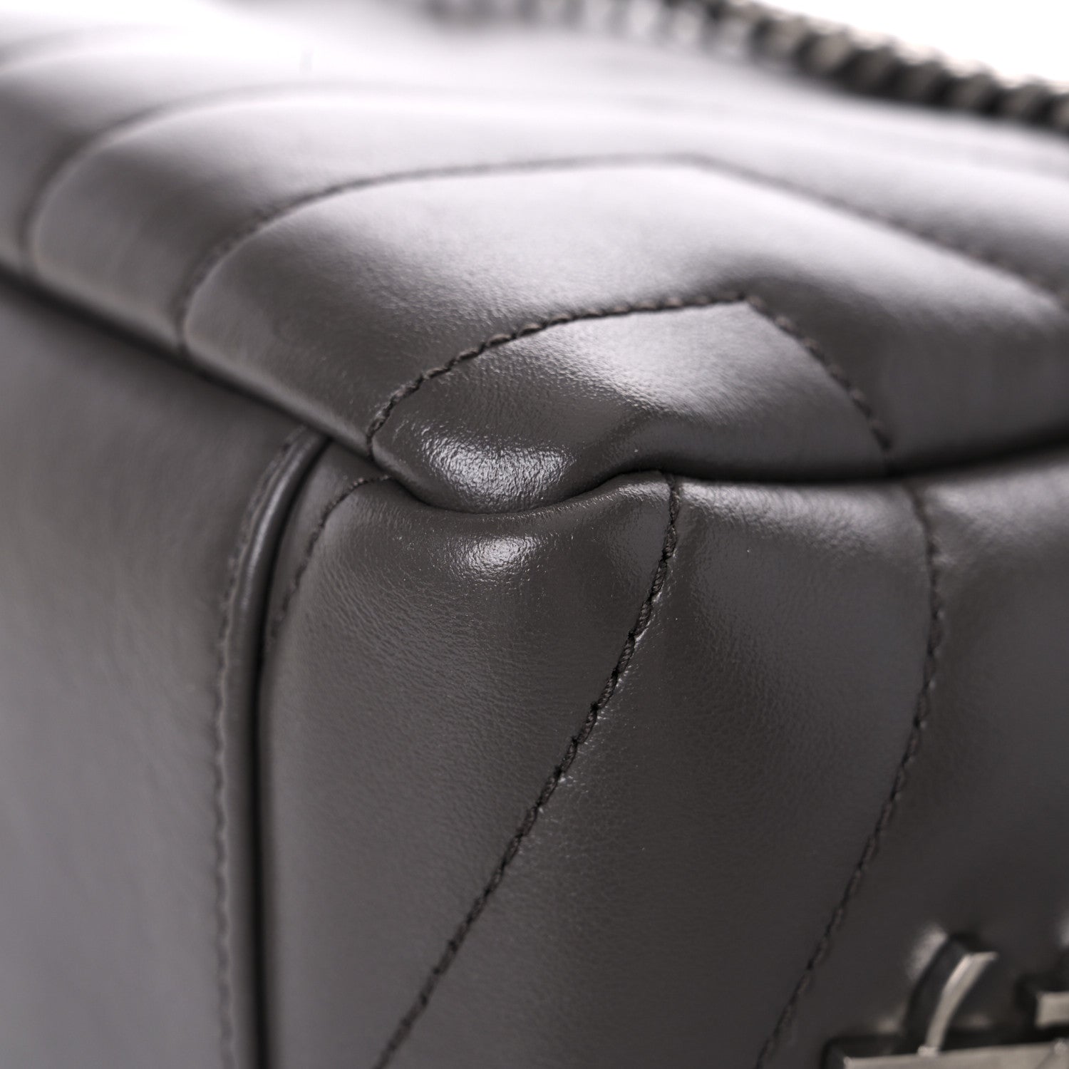 Saint Laurent Calfskin Y Quilted Monogram Small Loulou Bowling Bag Earth 10 of 12