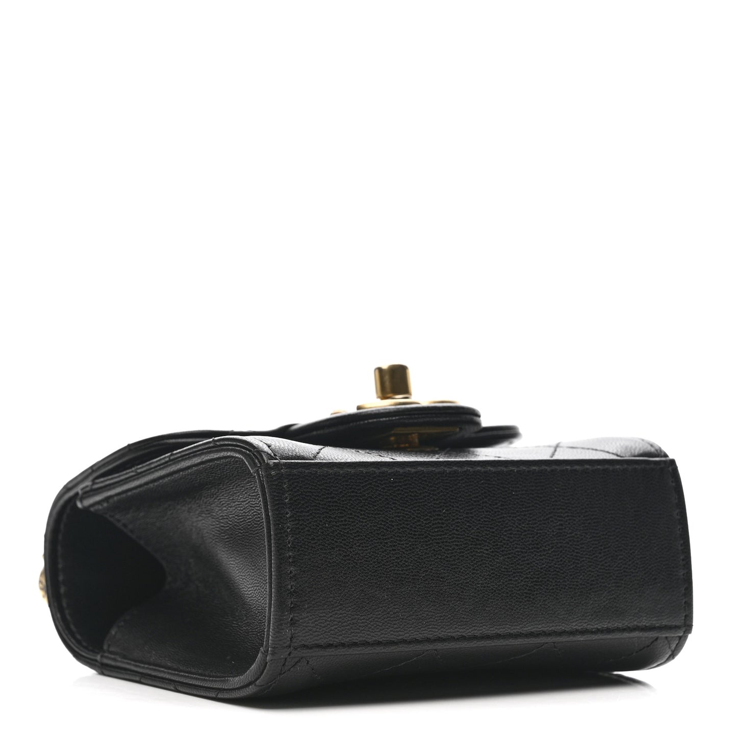 Goatskin Chic Pearls Clutch On Chain Black