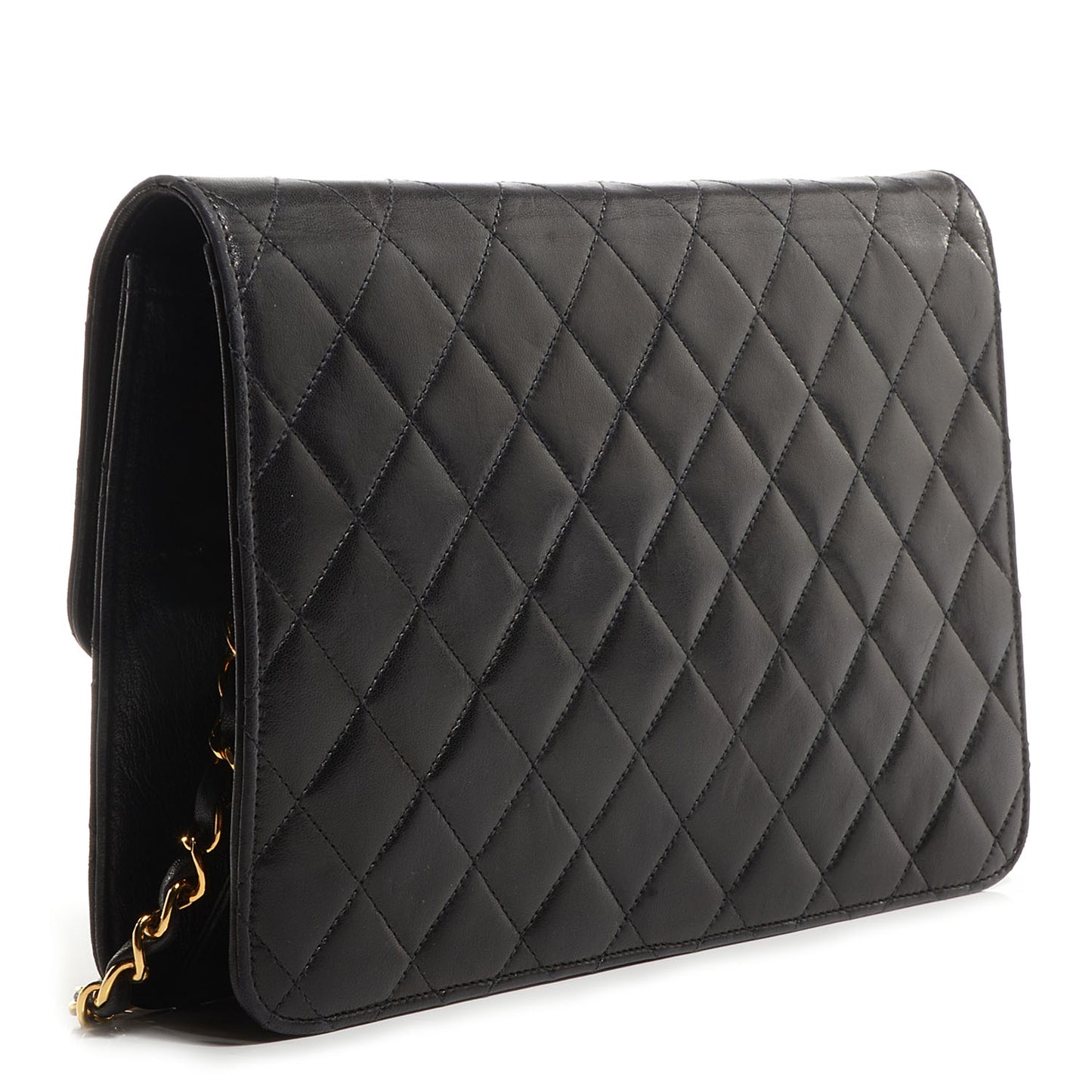Lambskin Medium Single Flap Black