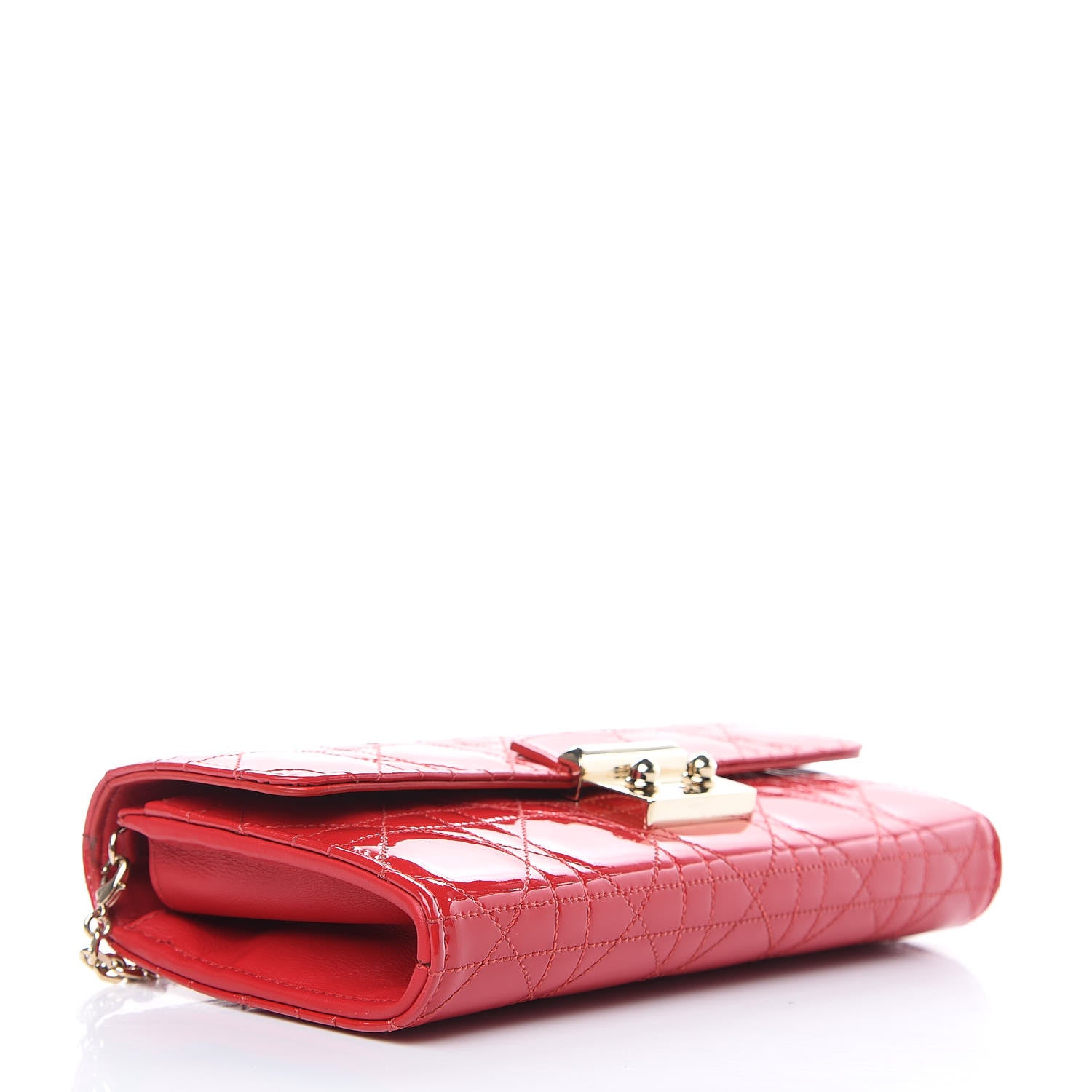 Christian Dior Patent Cannage Miss Dior Chain Wallet Red 4 of 12