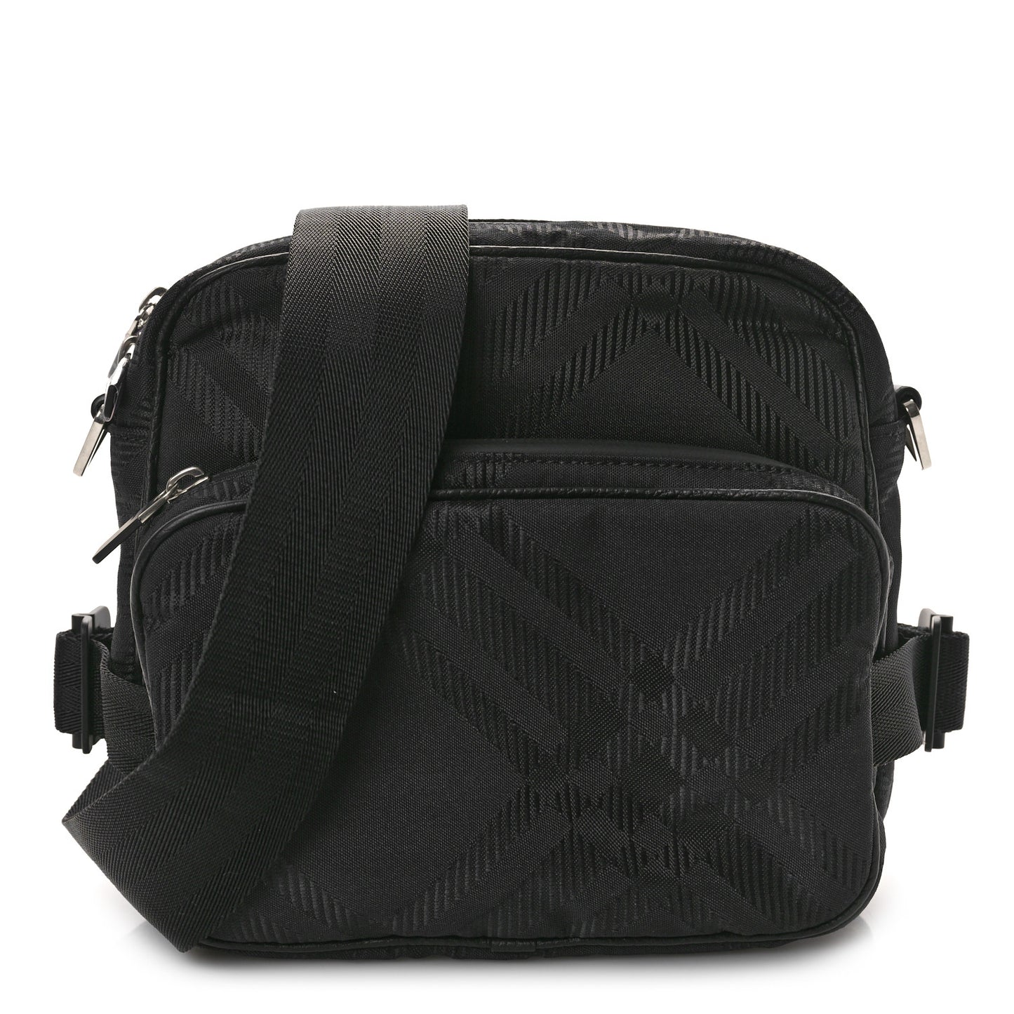 Nylon Jacquard Pocket Crossbody Bag Black Black