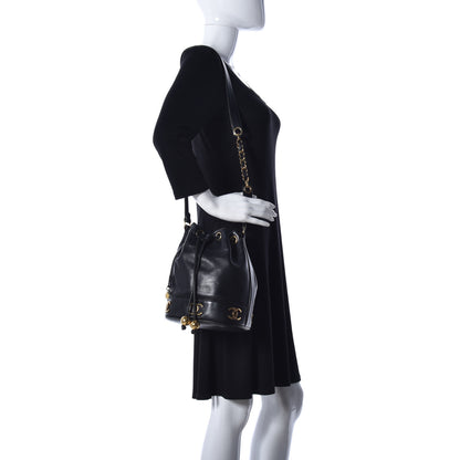 Chanel Lambskin Drawstring Bucket Bag Black 2 of 18