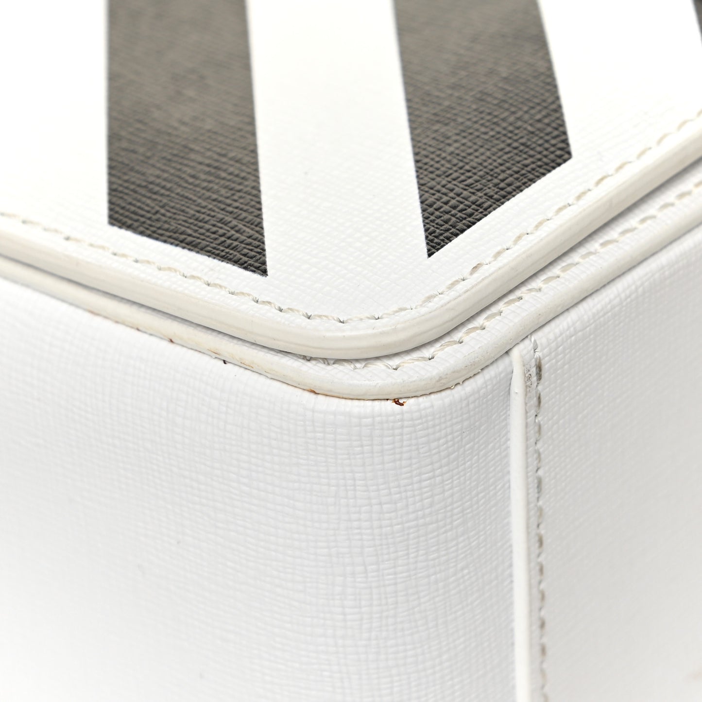 Saffiano Striped Diag Binder Flap Bag White Black