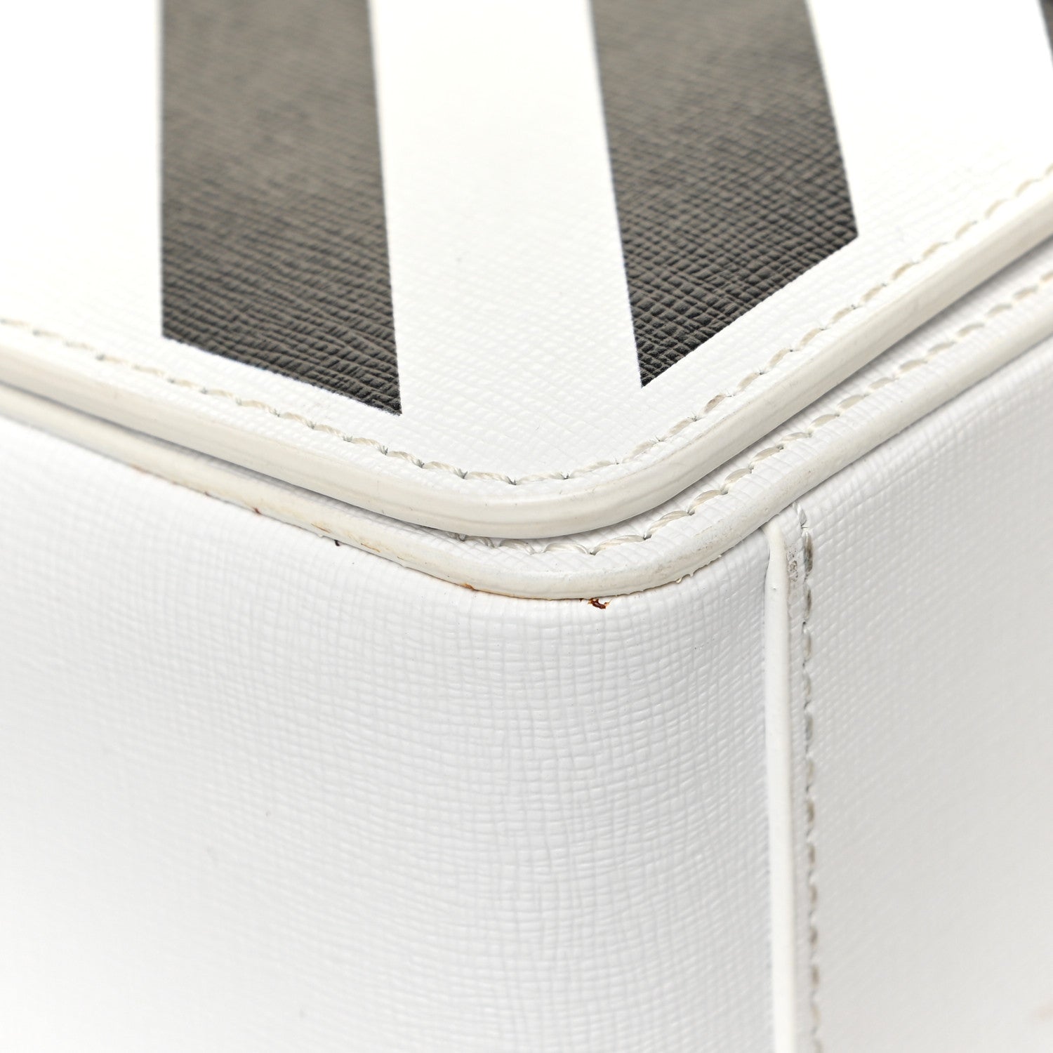 Off-White Saffiano Striped Diag Binder Flap Bag White Black 20 of 25