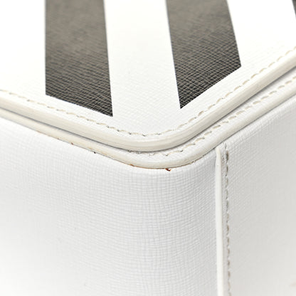 Off-White Saffiano Striped Diag Binder Flap Bag White Black 20 of 25