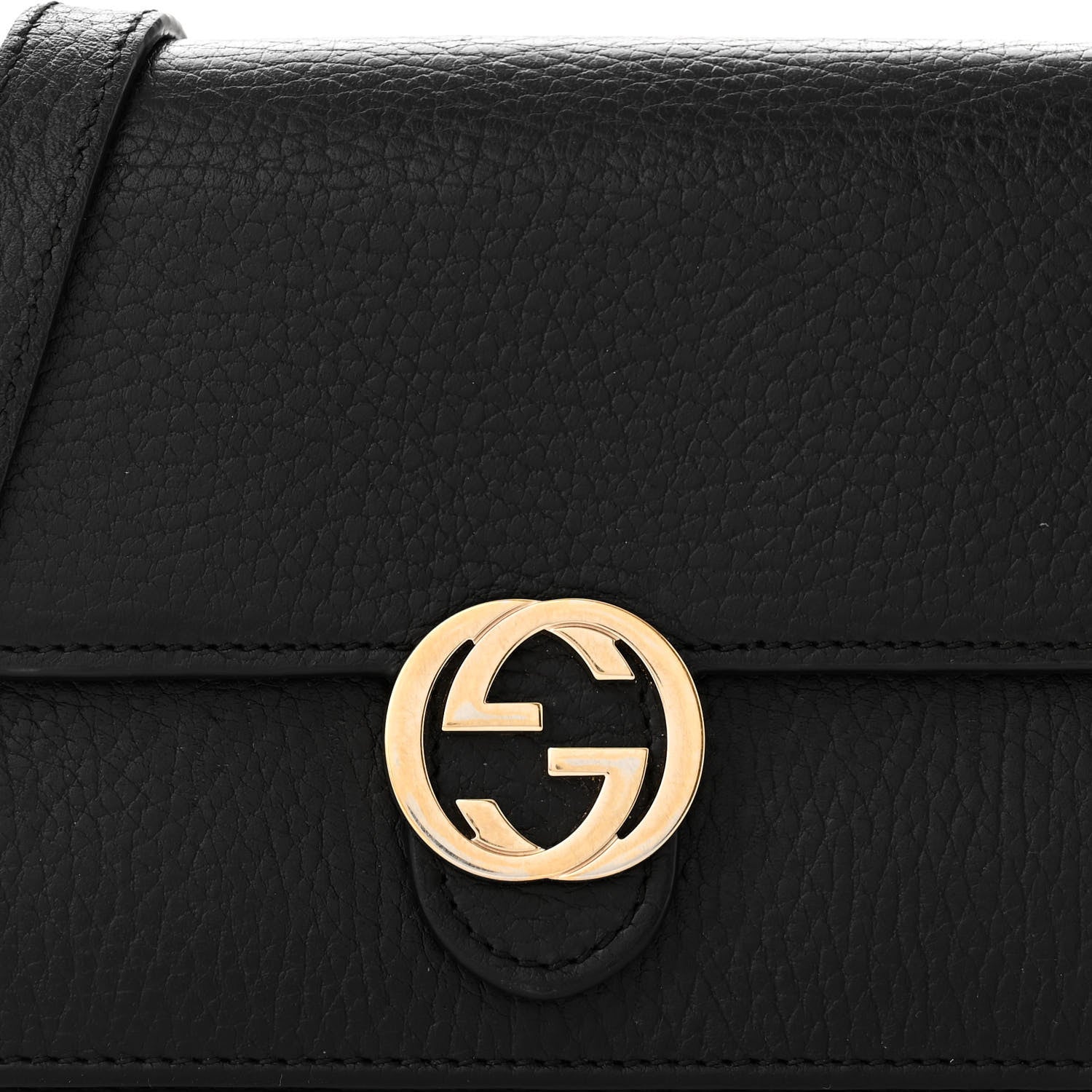 Gucci Dollar Calfskin Interlocking G Chain Wallet Black 8 of 11