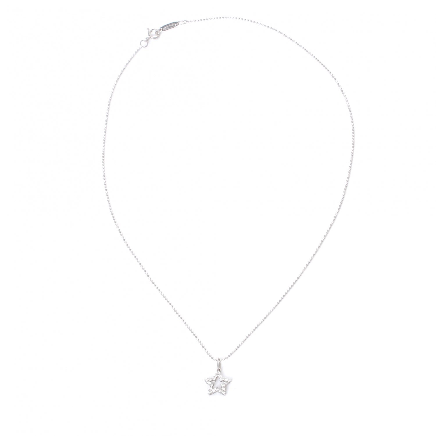Tiffany Platinum Diamond Star Pendant Necklace 2 of 3
