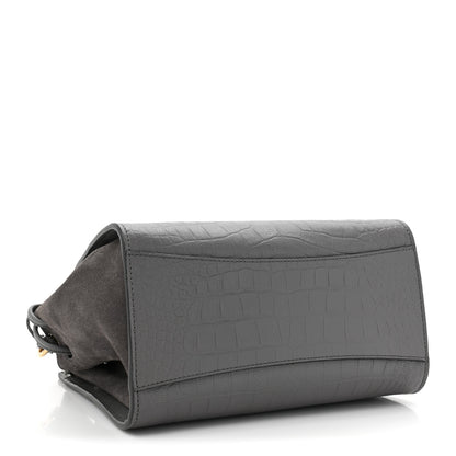 Mulberry Crocodile Embossed Calfskin Small Iris Tote Charcoal 4 of 9