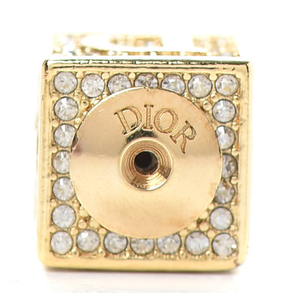 Christian Dior Metal Crystal Lucky Square Earrings Gold 4 of 4