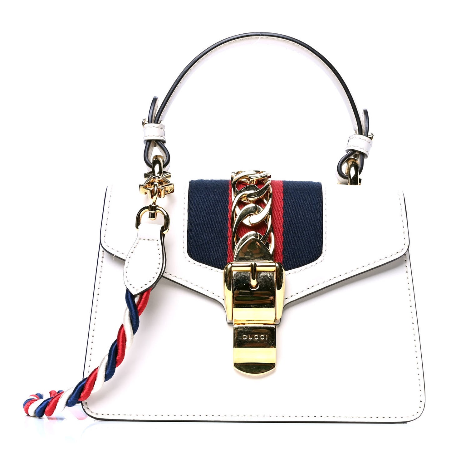 Calfskin Mini Sylvie Top Handle Bag White