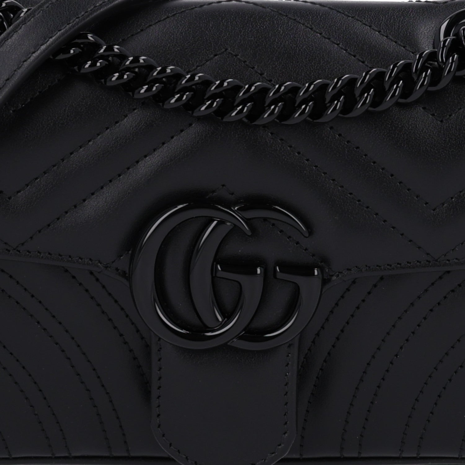 Gucci Calfskin Matelasse Monochrome Mini GG Marmont Shoulder Bag Black 8 of 10