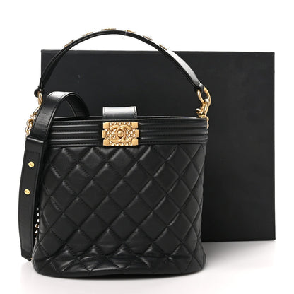 Chanel Calfskin Quilted Boy Bucket Bag Black 10 of 10