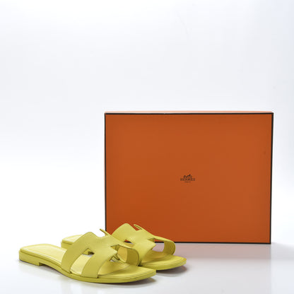 Hermes Epsom Oran Sandals 38.5 Jaune Pollen 10 of 10