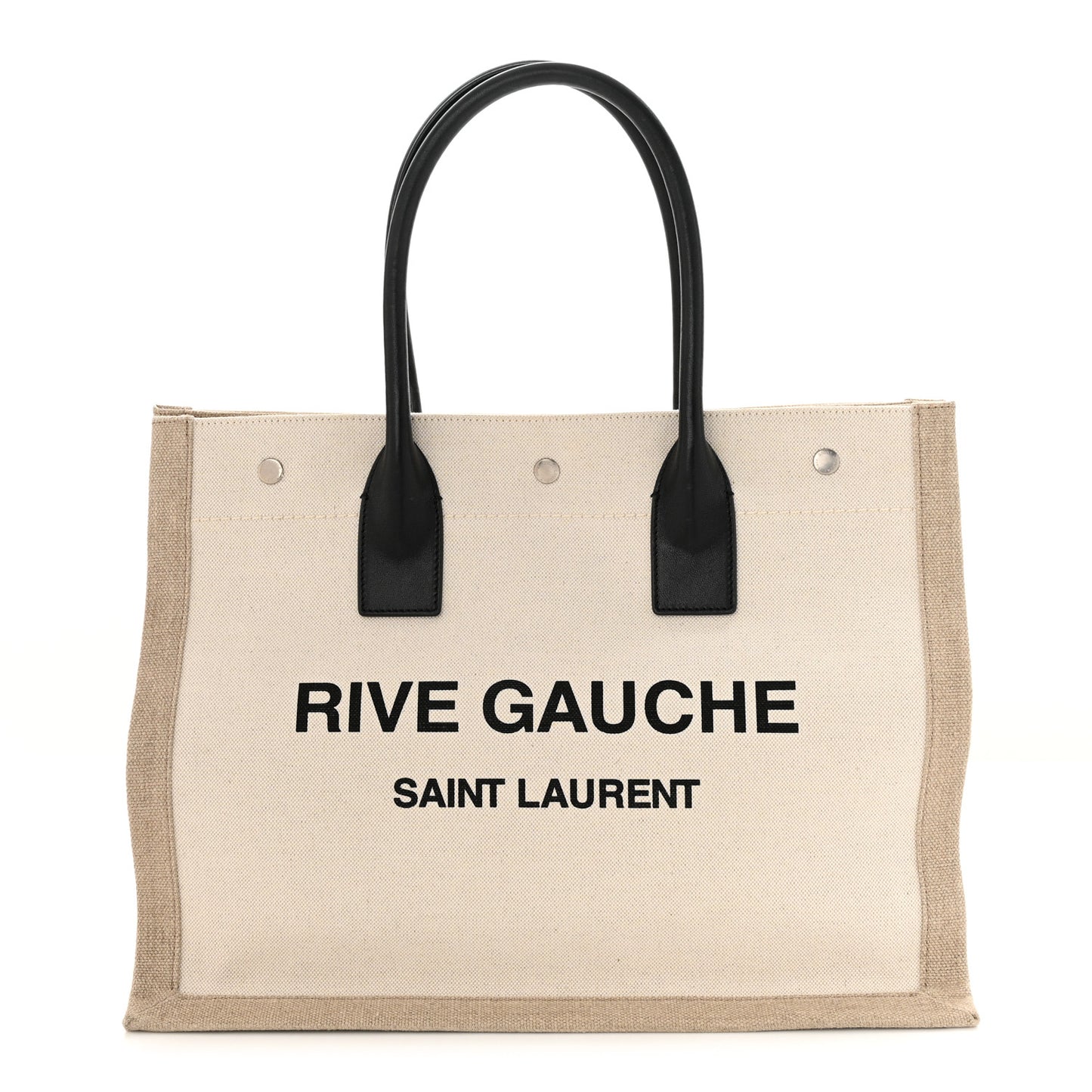 Linen Calfskin Small Rive Gauche Tote Greggio Natural