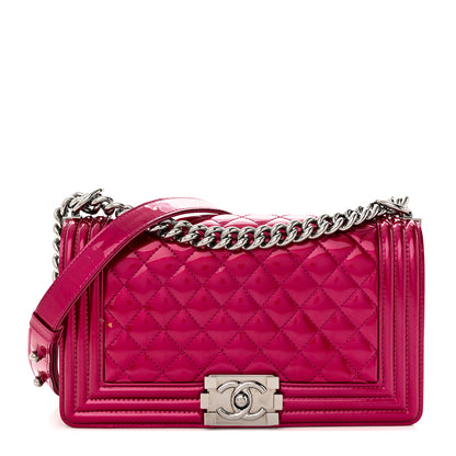 Chanel Metallic Patent Calfskin Quilted Medium Boy Flap Pink 1 of 11
