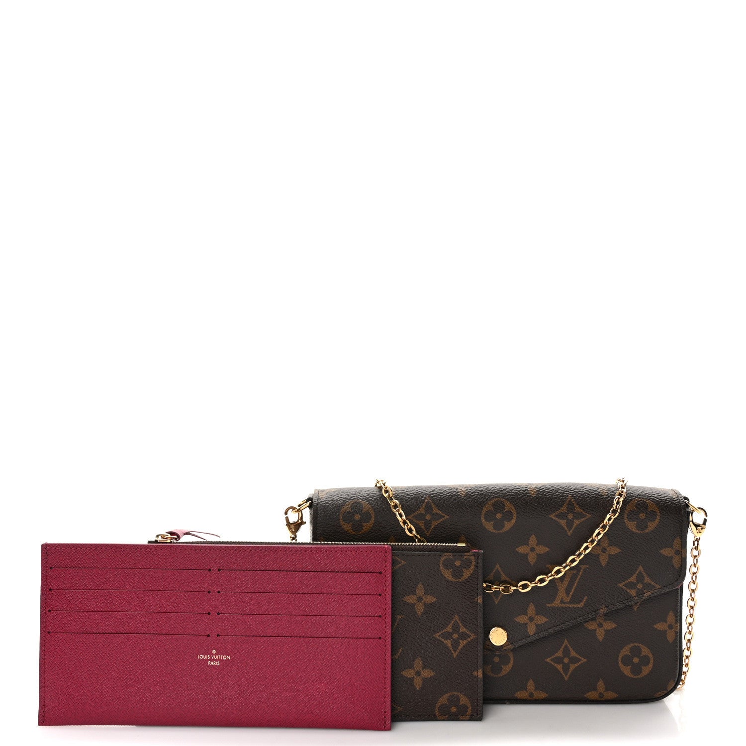 Louis Vuitton Monogram Pochette Felicie Chain Wallet Fuchsia 3 of 9