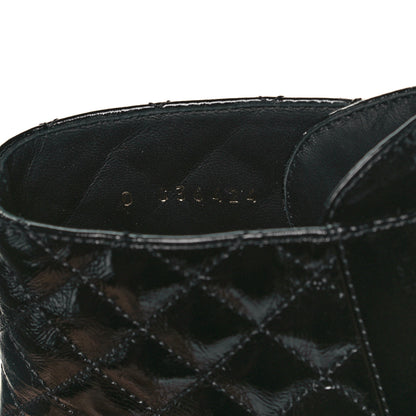 Chanel Shiny Calfskin Quilted Lace Up Combat Boots 39.5 Black 7 of 8