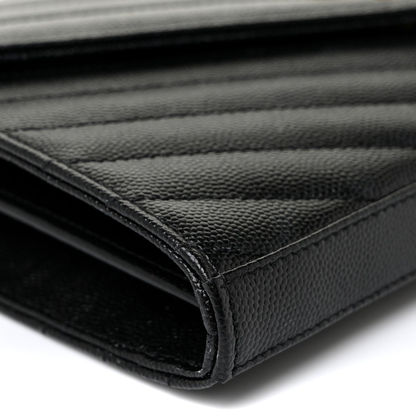 Grain De Poudre Matelasse Chevron Monogram Chain Wallet Black