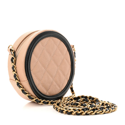 Chanel Caviar Quilted Round Filigree Crossbody Beige Black 3 of 10