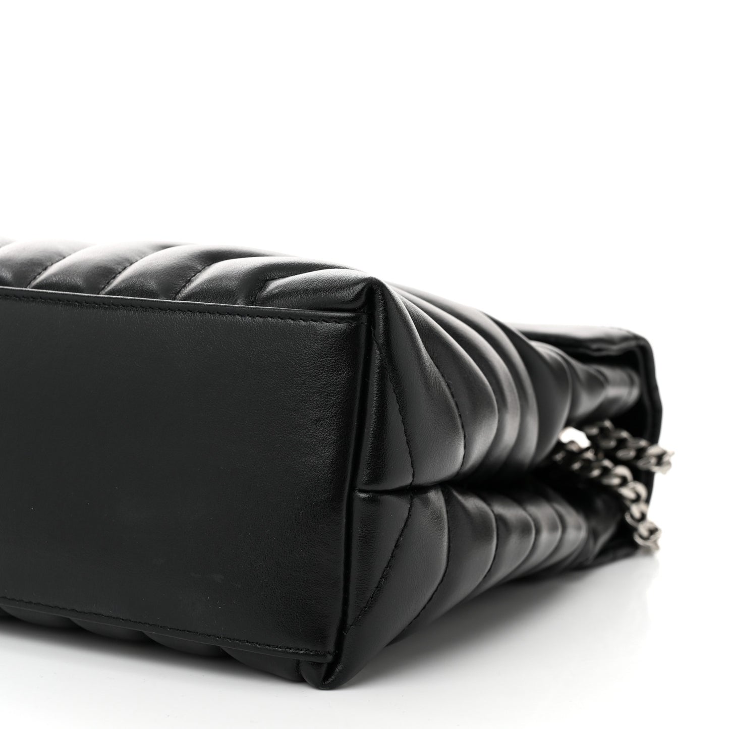 Calfskin Y Quilted Monogram Medium Loulou Chain Satchel Black