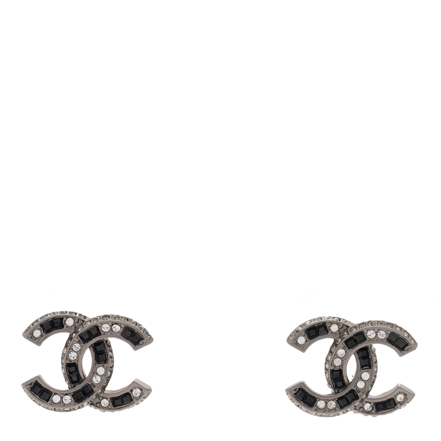 Ruthenium Crystal CC Earrings Black