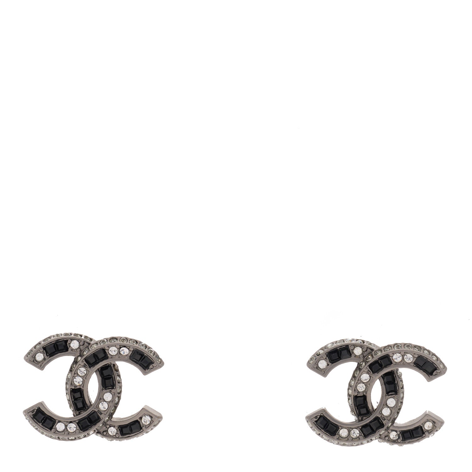 Chanel Ruthenium Crystal CC Earrings Black 1 of 3