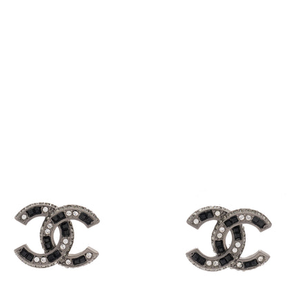 Chanel Ruthenium Crystal CC Earrings Black 1 of 3